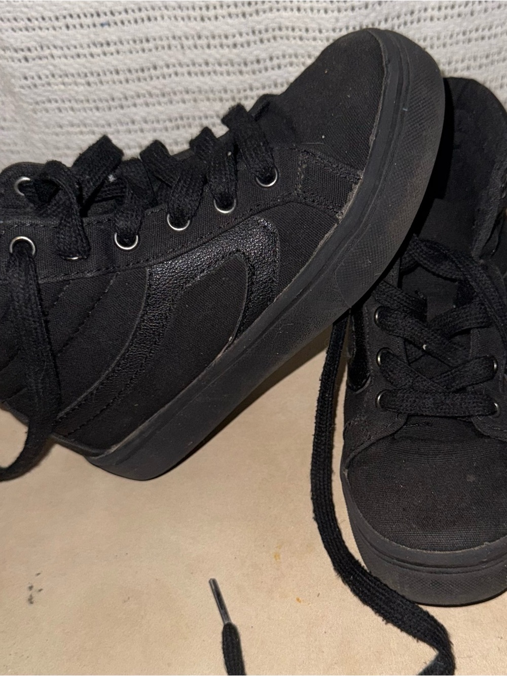 All-Black Canvas High-Top Sneakers